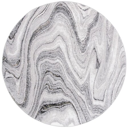 Safavieh 6 ft. 7 in. x 6 ft. 7 in. Amelia Power Loomed Round Area Rug; Grey & Gold ALA246G-7R